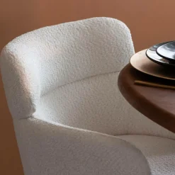 Fauteuil en tissu bouclette blanc Valentin (lot de 2)