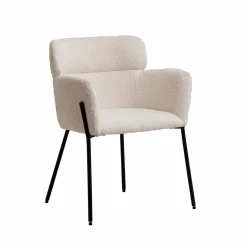 Fauteuil en tissu bouclette blanc Valentin (lot de 2)