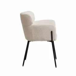 Fauteuil en tissu bouclette blanc Valentin (lot de 2)