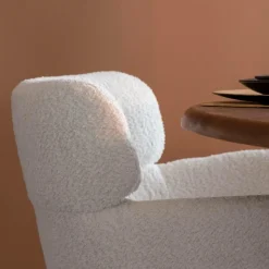 Fauteuil en tissu bouclette blanc Valentin (lot de 2)