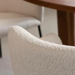 Fauteuil en tissu bouclette blanc Valentin (lot de 2)