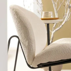Fauteuil en tissu bouclette blanc Dorian