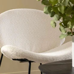 Fauteuil en tissu bouclette blanc Dorian