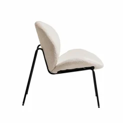 Fauteuil en tissu bouclette blanc Dorian