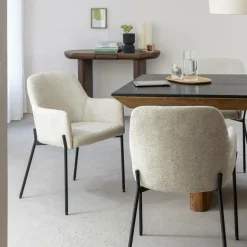 Fauteuil en tissu écru Aëlys (lot de 2)