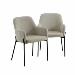 Fauteuil en tissu écru Aëlys (lot de 2)