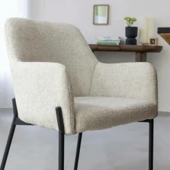 Fauteuil en tissu écru Aëlys (lot de 2)