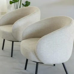 Fauteuil en tissu écru confort Orenzo