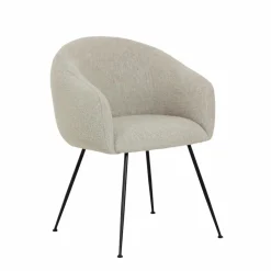 Fauteuil en tissu écru et pieds en métal Sandy