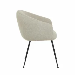 Fauteuil en tissu écru et pieds en métal Sandy