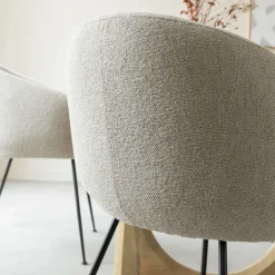 Fauteuil en tissu écru et pieds en métal Sandy
