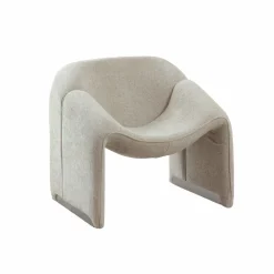 Fauteuil en tissu écru Théa