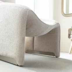 Fauteuil en tissu écru Théa