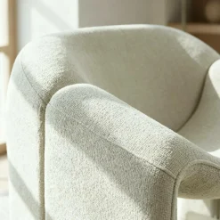 Fauteuil en tissu écru Théa