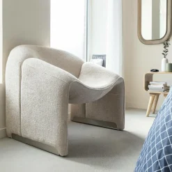 Fauteuil en tissu écru Théa