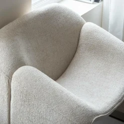 Fauteuil en tissu écru Théa