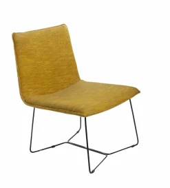 Fauteuil en tissu jaune et métal Isaure
