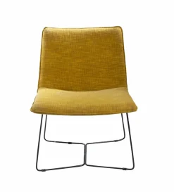 Fauteuil en tissu jaune et métal Isaure