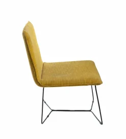 Fauteuil en tissu jaune et métal Isaure