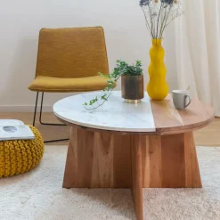 Fauteuil en tissu jaune et métal Isaure