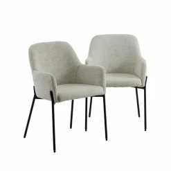 Fauteuil en tissu sable Aëlys (lot de 2)