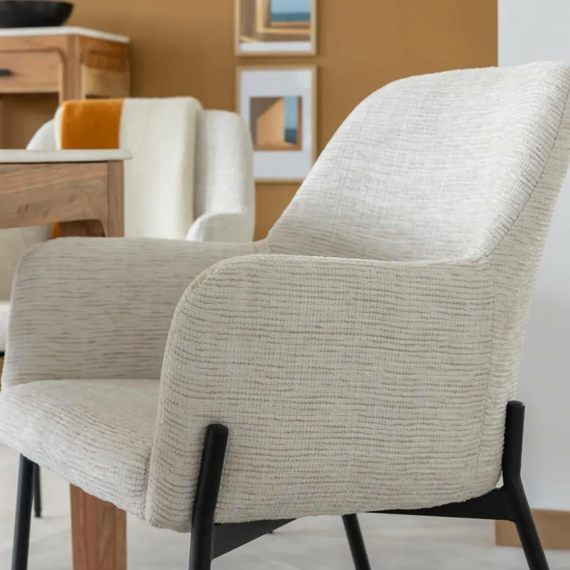 Fauteuil en tissu sable Aëlys (lot de 2)