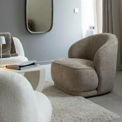 Fauteuil en tissu taupe Travis