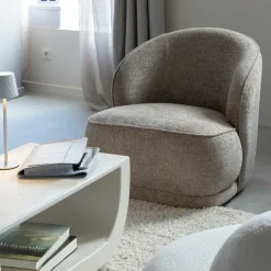 Fauteuil en tissu taupe Travis