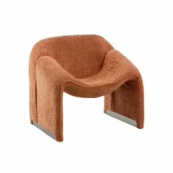 Fauteuil en tissu terracotta Théa