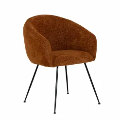 Fauteuil en tissu terracotta et pieds en métal Sandy