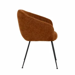 Fauteuil en tissu terracotta et pieds en métal Sandy