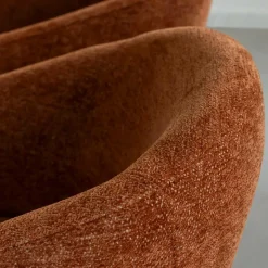 Fauteuil en tissu terracotta et pieds en métal Sandy