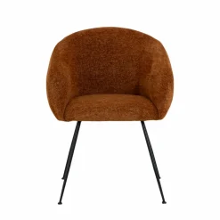 Fauteuil en tissu terracotta et pieds en métal Sandy