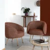 Fauteuil en tissu terracotta confort Orenzo