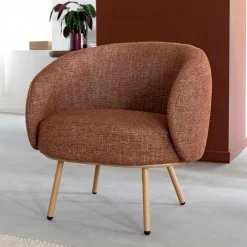 Fauteuil en tissu terracotta confort Orenzo