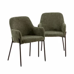 Fauteuil en tissu vert Aëlys (lot de 2)