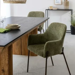 Fauteuil en tissu vert Aëlys (lot de 2)