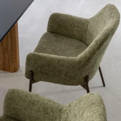 Fauteuil en tissu vert Aëlys (lot de 2)