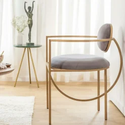 Fauteuil en velours et métal doré Albin