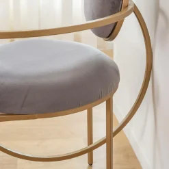 Fauteuil en velours et métal doré Albin