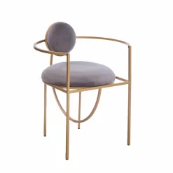 Fauteuil en velours et métal doré Albin