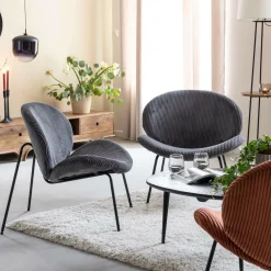 Fauteuil en velours gris Dorian