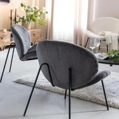 Fauteuil en velours gris Dorian