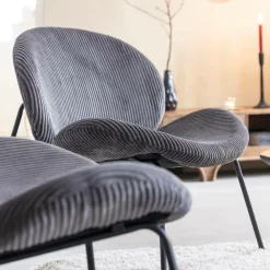 Fauteuil en velours gris Dorian