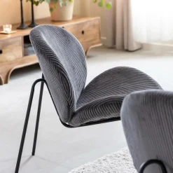 Fauteuil en velours gris Dorian