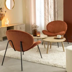 Fauteuil en velours terracotta Dorian