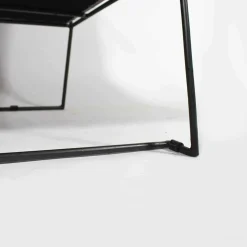 Fauteuil lounge en tissu bleu délavé armature métal