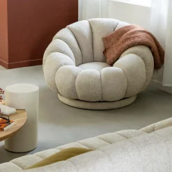 Fauteuil nuage en tissu écru Héléna