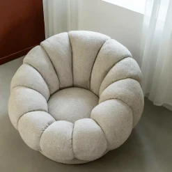 Fauteuil nuage en tissu écru Héléna