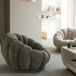 Fauteuil nuage en tissu vert gris Héléna